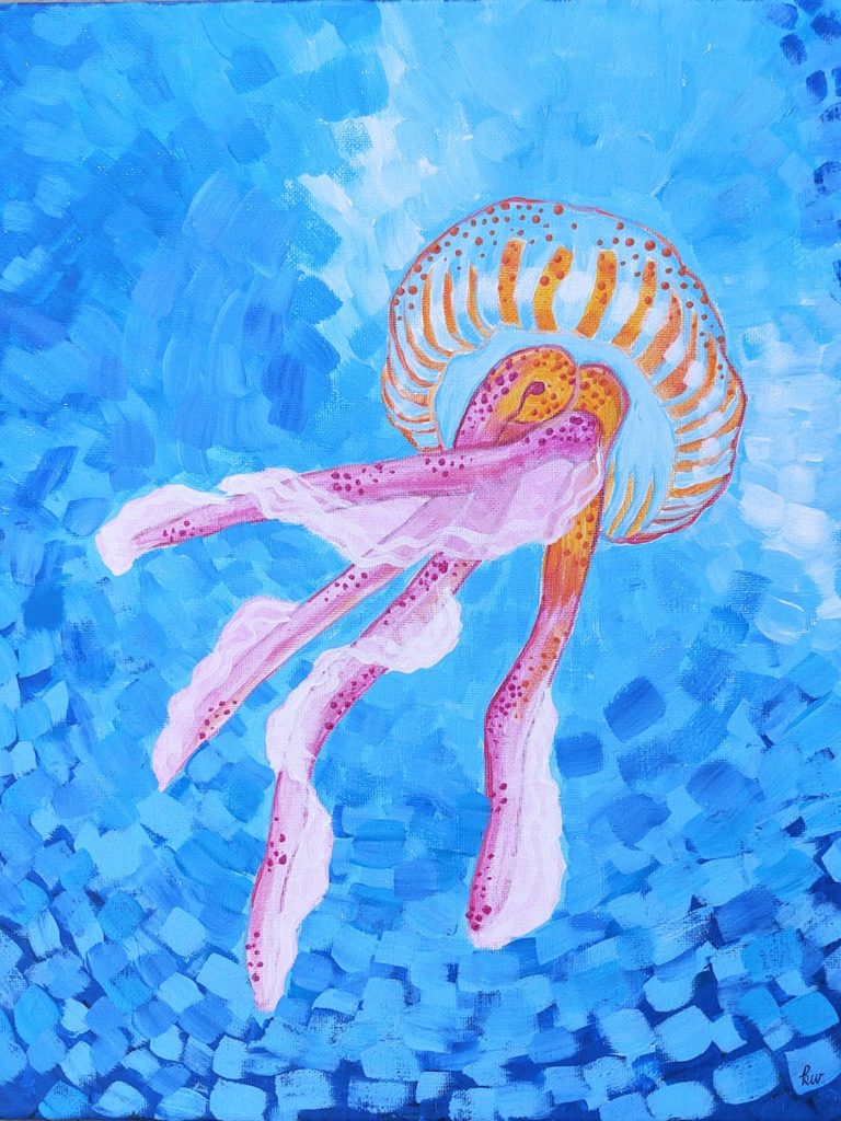 Acrylic painting of a jellyfish by Karen Wade